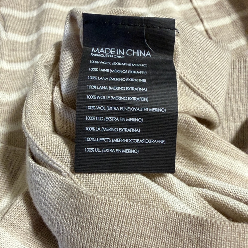 Club Monaco Ladies Striped Sweater - Tan and White - Picture 7 of 8